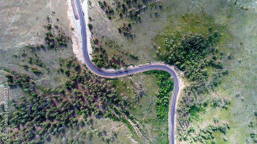 Curved road from above