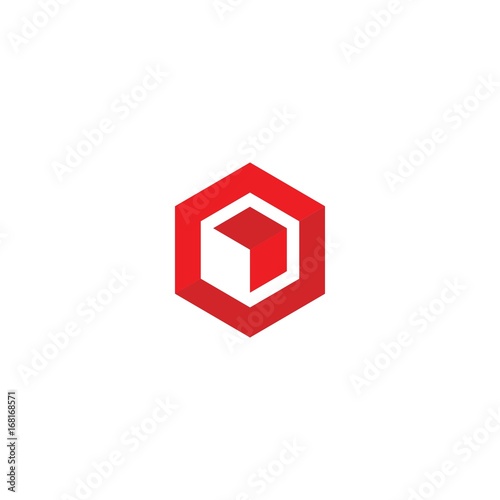 Abstract up object in hexagonal logo template 