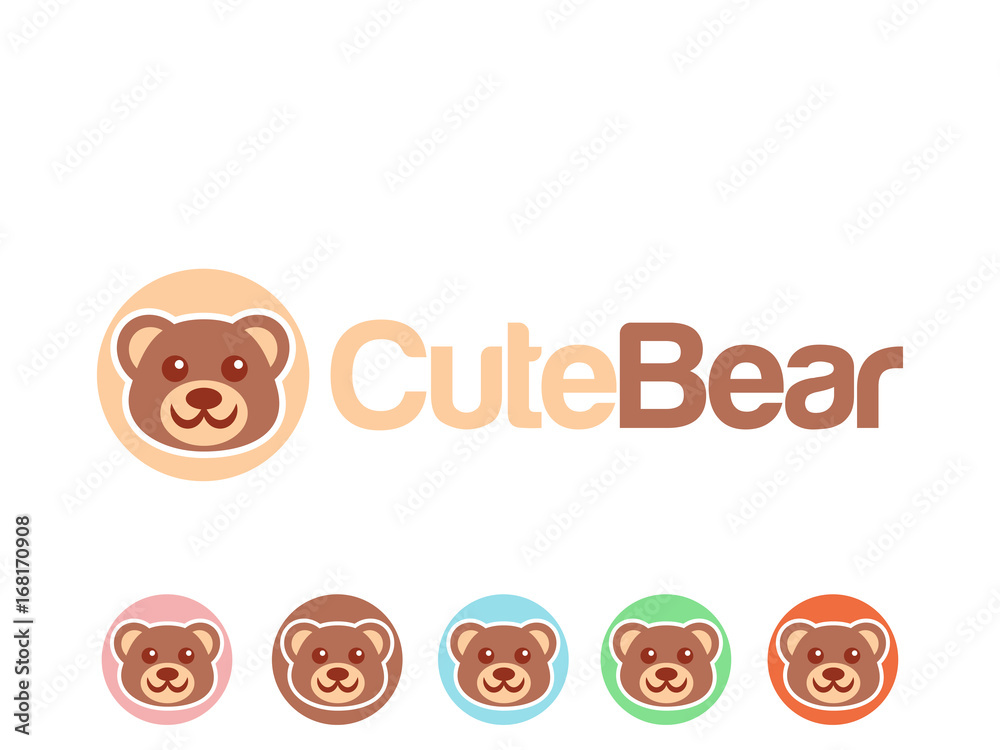 Cute bear icon set Cute bear icon set