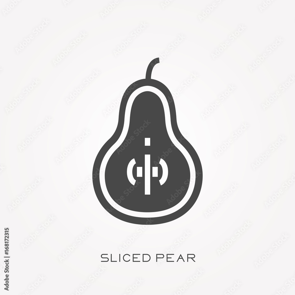 Silhouette icon sliced pear Silhouette icon sliced pear