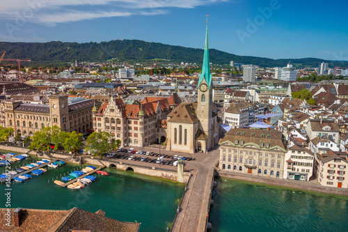 Zurich. Aerial image of Zurich, Switzerland during sunny summer morning.