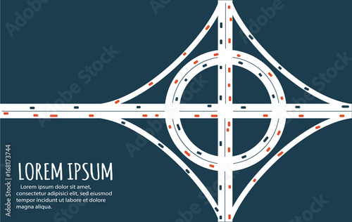 Busy highway road junction minimalistic banner.