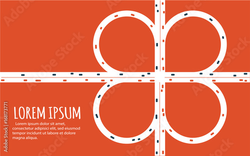 Busy highway road junction minimalistic banner.