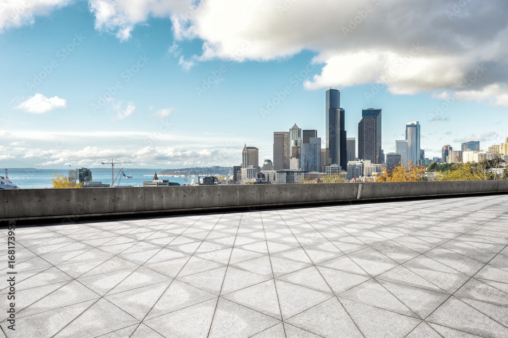 empty floor with cityscape of los angeles empty floor with cityscape of los angeles