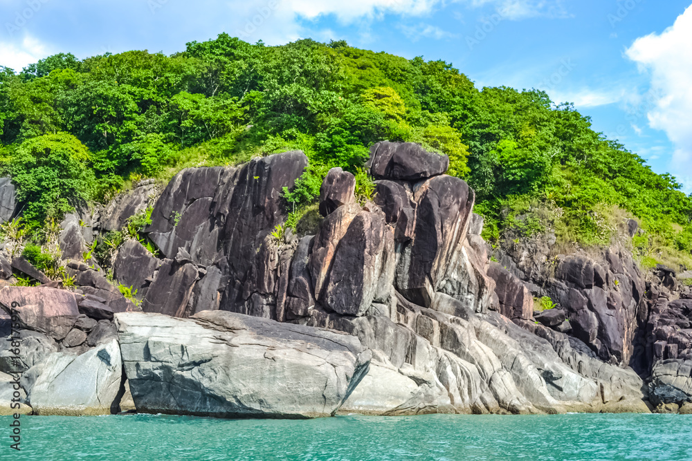 Rocks, Trees and Sea Green Waters of South Goa, India
