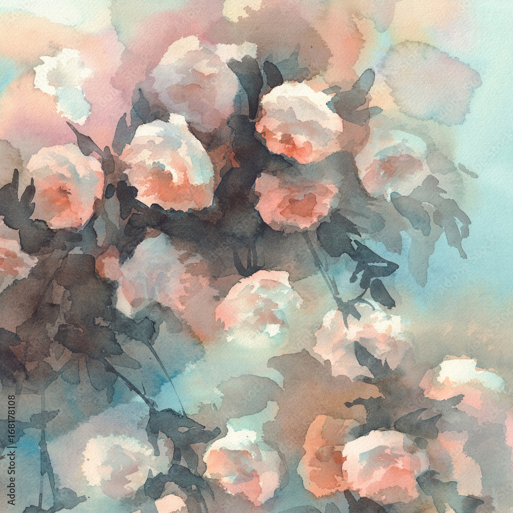 light roses watercolor background