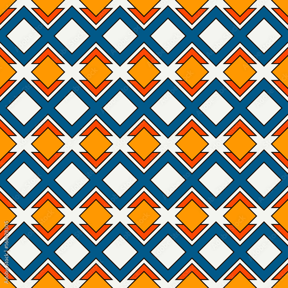 African style seamless pattern with geometric figures. Repeated diamond ornamental background. Ethnic and tribal motif African style seamless pattern with geometric figures. Repeated diamond ornamental background. Ethnic and tribal motif