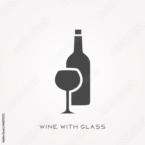 Silhouette icon wine with glass