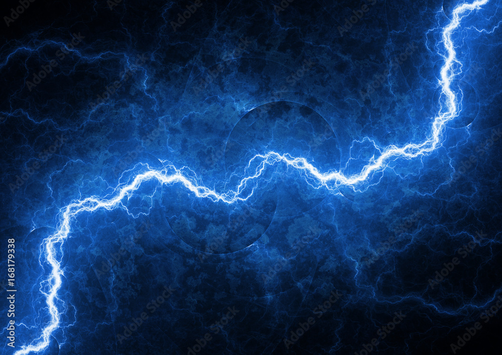Naklejka premium Blue lightning, abstract electrical background