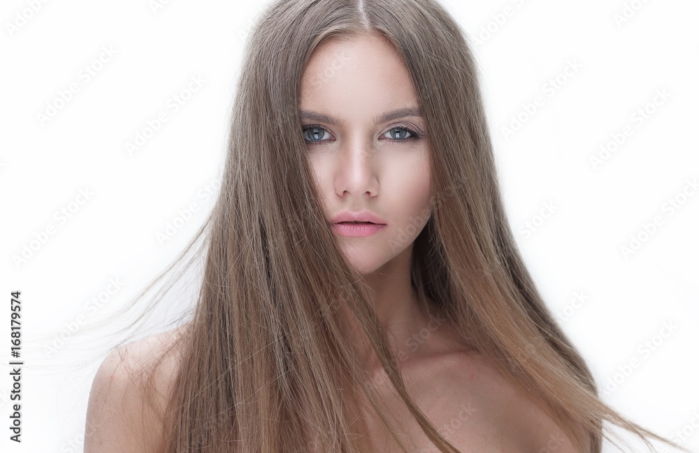 portrait of young modern girl with long hair portrait of young modern girl with long hair