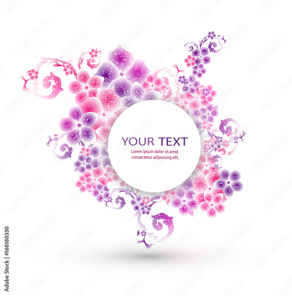 Beautiful floral abstract banner with colorful flower and place for your text. Vector eps 10