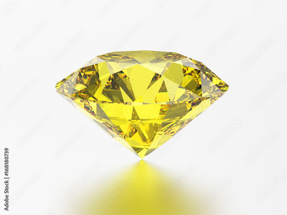 3D illustration yellow emerald round diamond topaz gemstone with reflection 3D illustration yellow emerald round diamond topaz gemstone with reflection