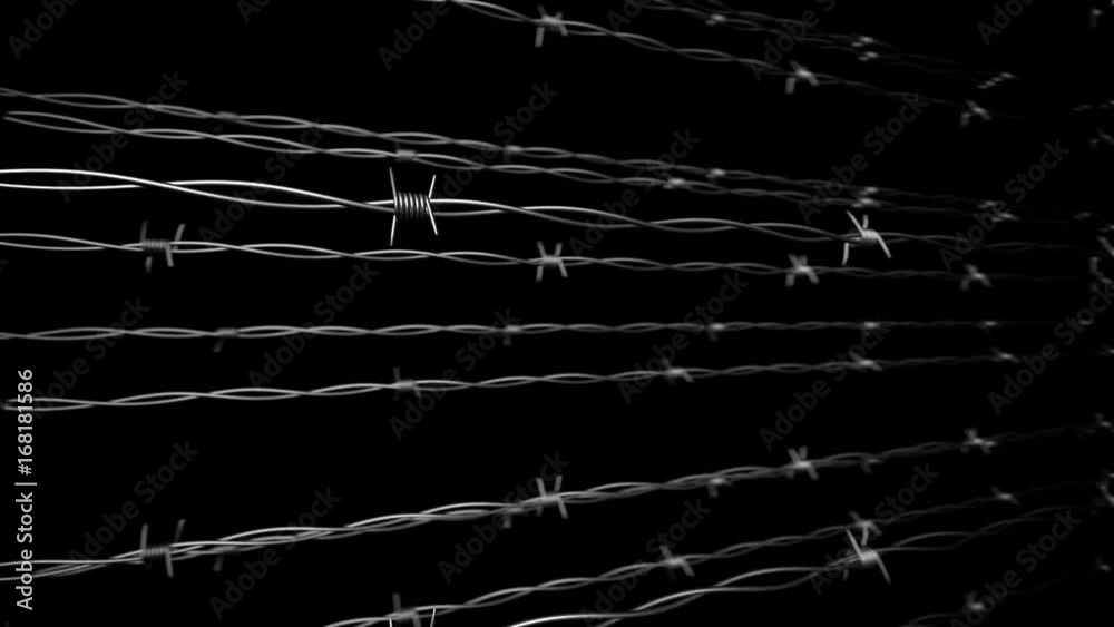 Fance.Barbed wire. Concept. Loopable. Matte channel.