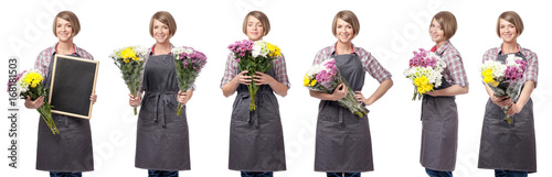 female florist isolated on white background