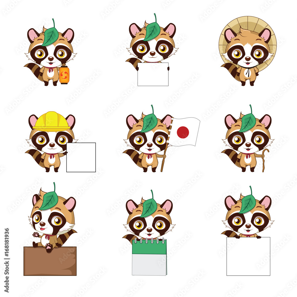 Obraz premium Raccon dog ( Tanuki ) mascot collection