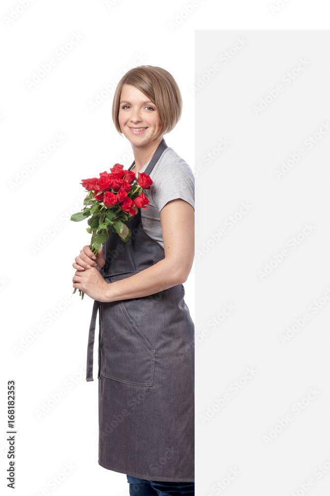 female floristi isolated on white background female floristi isolated on white background