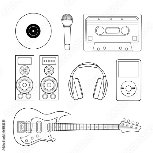 Set of musical elements. Vector illustration