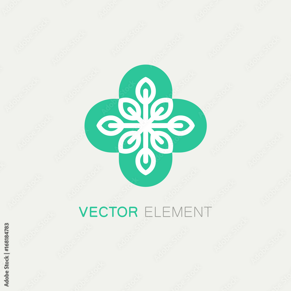 Vector floral icon and logo design template in linear style - abstract monogram for alternative medicine. Vector floral icon and logo design template in linear style - abstract monogram for alternative medicine.