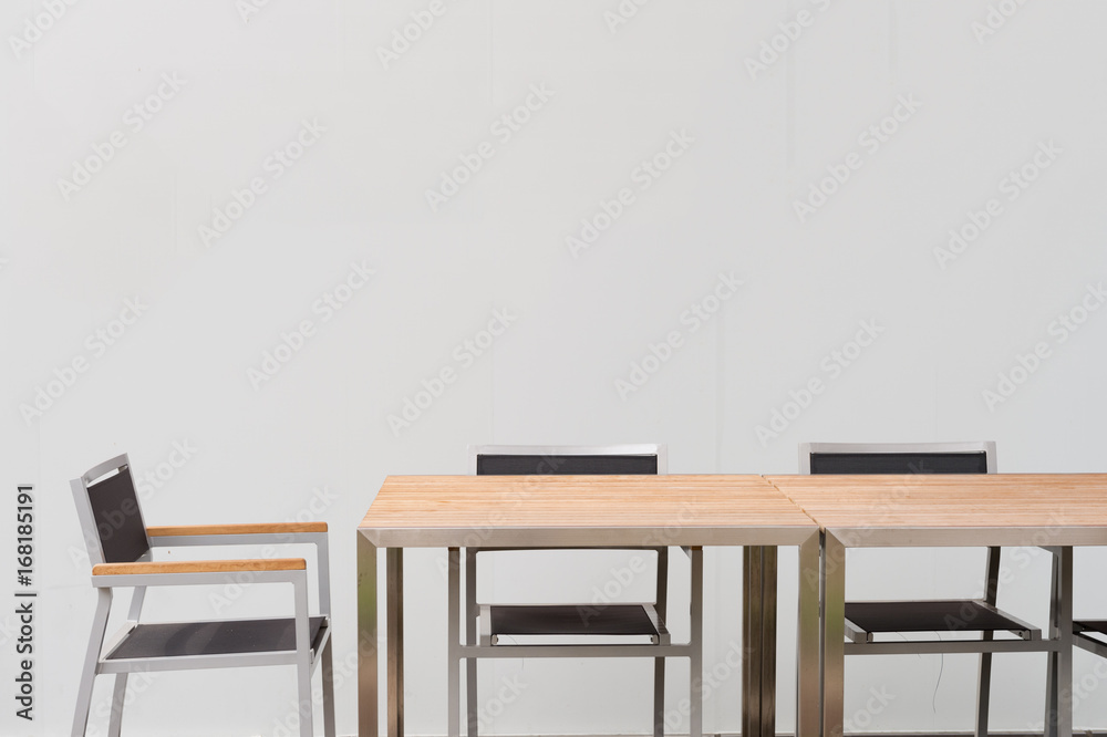 Fototapeta premium Conference room with place for drawing on wall. Closeup of modern office. White poster on wall. 