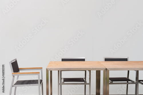 Conference room with place for drawing on wall. Closeup of modern office. White poster on wall. 