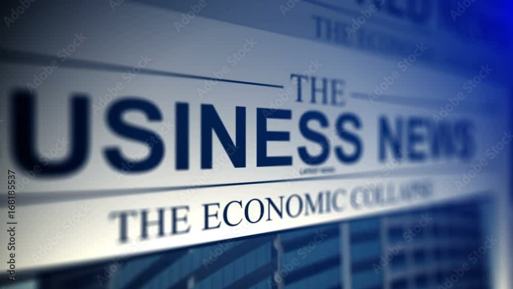 4K. Newspaper with business news titles. Shallow dof. 4K. Newspaper with business news titles. Shallow dof.