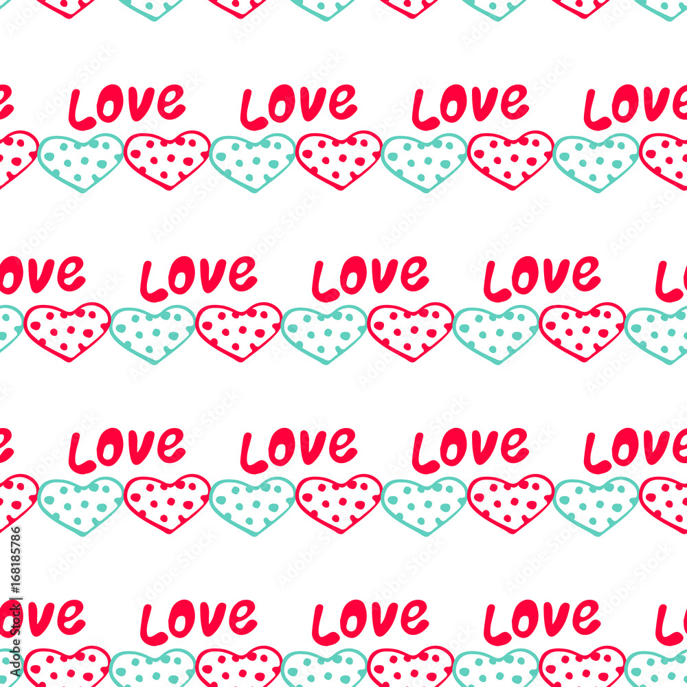 Abstract seamless pattern of deer blue lettering love Abstract seamless pattern of deer blue lettering love