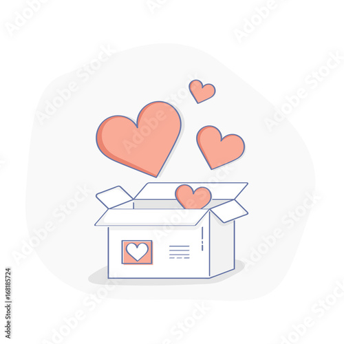 Concept of hearts, likes icon. Full of hearts or likes box.