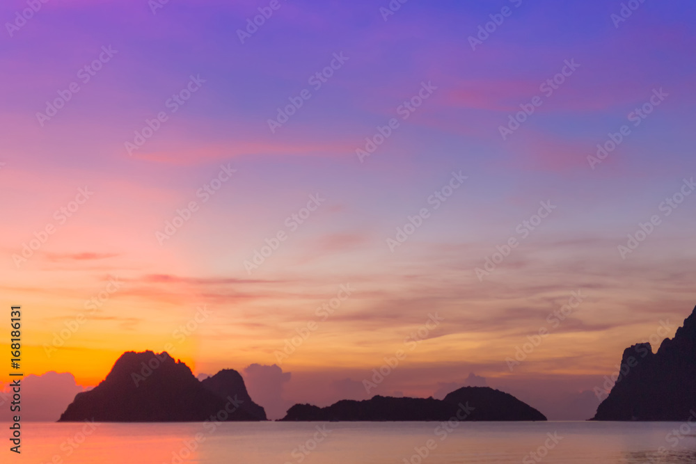 Morning sunrise on the east coast of Thailand is the day where the sky looks bright and colorful.