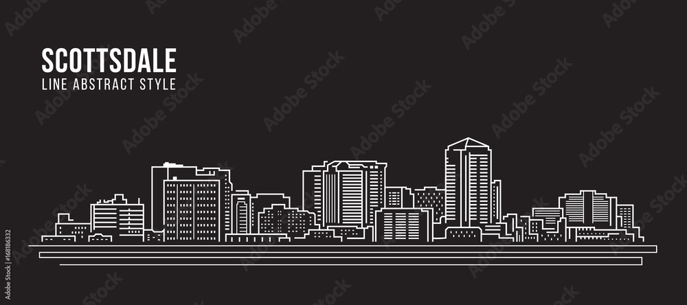 Cityscape Building Line art Vector Illustration design - Scottsdale city