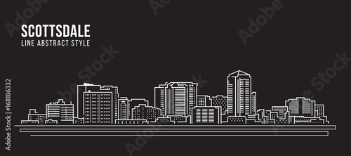 Cityscape Building Line art Vector Illustration design - Scottsdale city photo