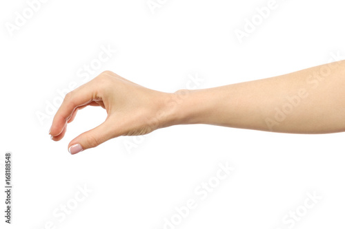 Woman's hand grabbing or measuring something