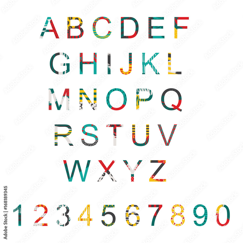 Vector typography set with alphabet letters sequence from A to Z