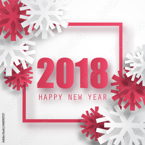 2018 vector background. Happy New Year greeting card. Christmas poster.