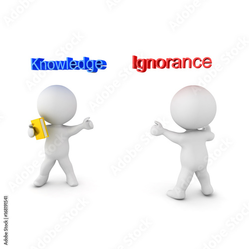 3D illustration depicting the concept of Knowledge versus Ignorance