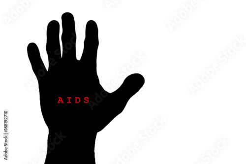 stop AIDS concept, isolated stop AIDS, SIDA written on hand