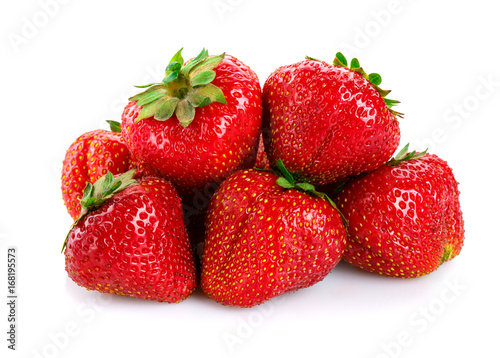 Delicious ripe strawberries isolated on white background.