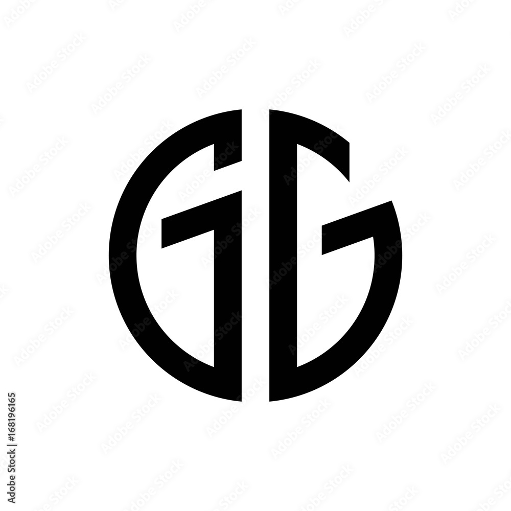 initial letters logo gg black monogram circle round shape vector initial letters logo gg black monogram circle round shape vector