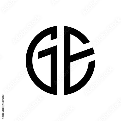 initial letters logo ge black monogram circle round shape vector