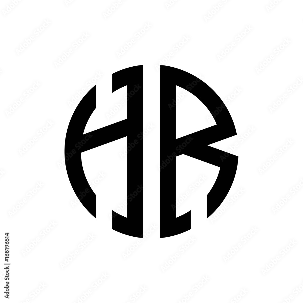 initial letters logo hr black monogram circle round shape vector initial letters logo hr black monogram circle round shape vector