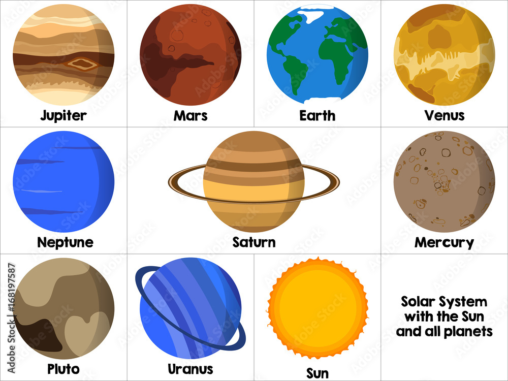 Icons form all planets of the solar system