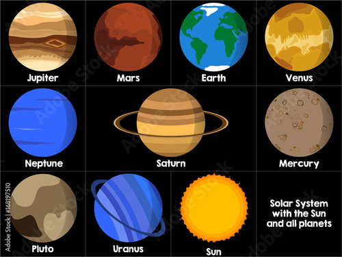 Icons form all planets of the solar system