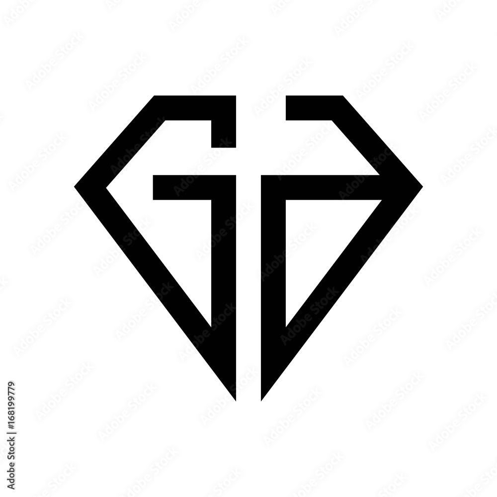 Obraz premium initial letters logo gd black monogram diamond pentagon shape