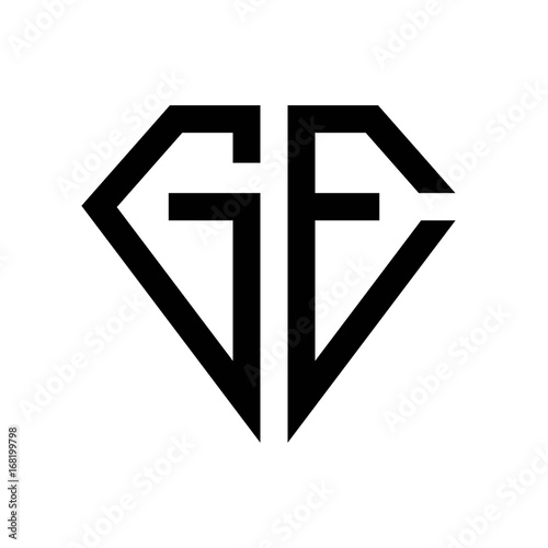 initial letters logo ge black monogram diamond pentagon shape