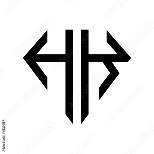 initial letters logo hk black monogram diamond pentagon shape