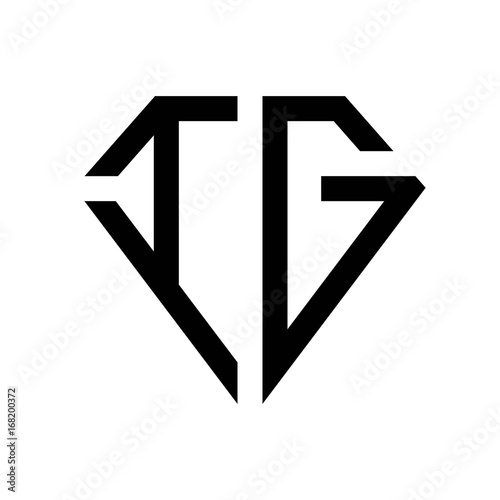initial letters logo ig black monogram diamond pentagon shape