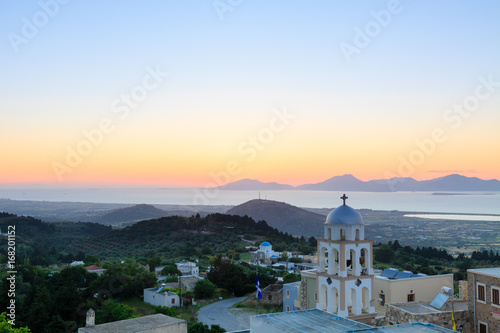 Sunset view from Asfendiou village in Kos island Greece