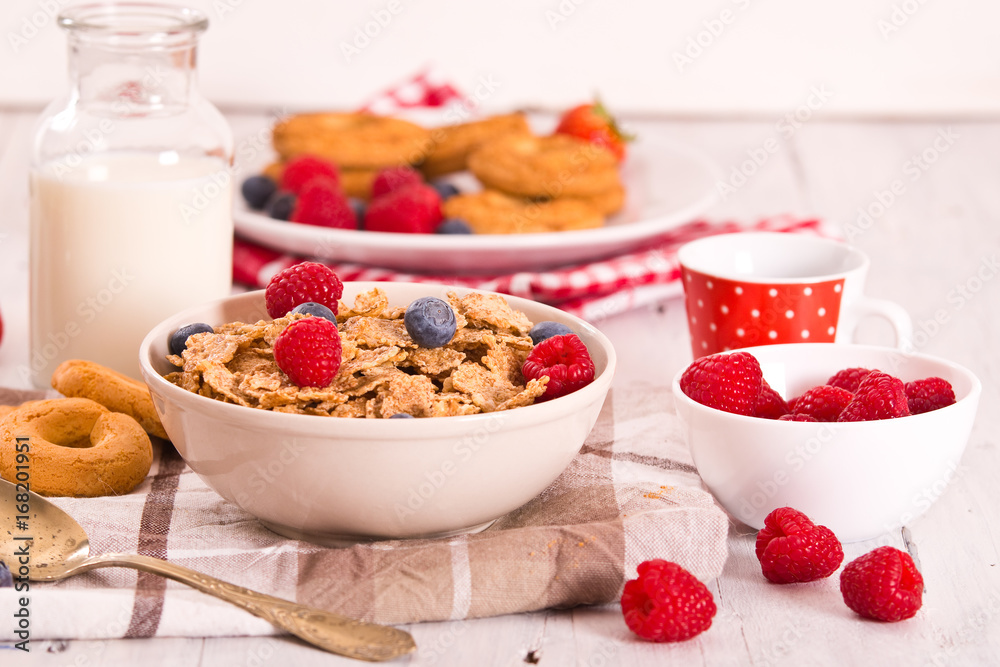 Breakfast with wholegrain cereals. Breakfast with wholegrain cereals.