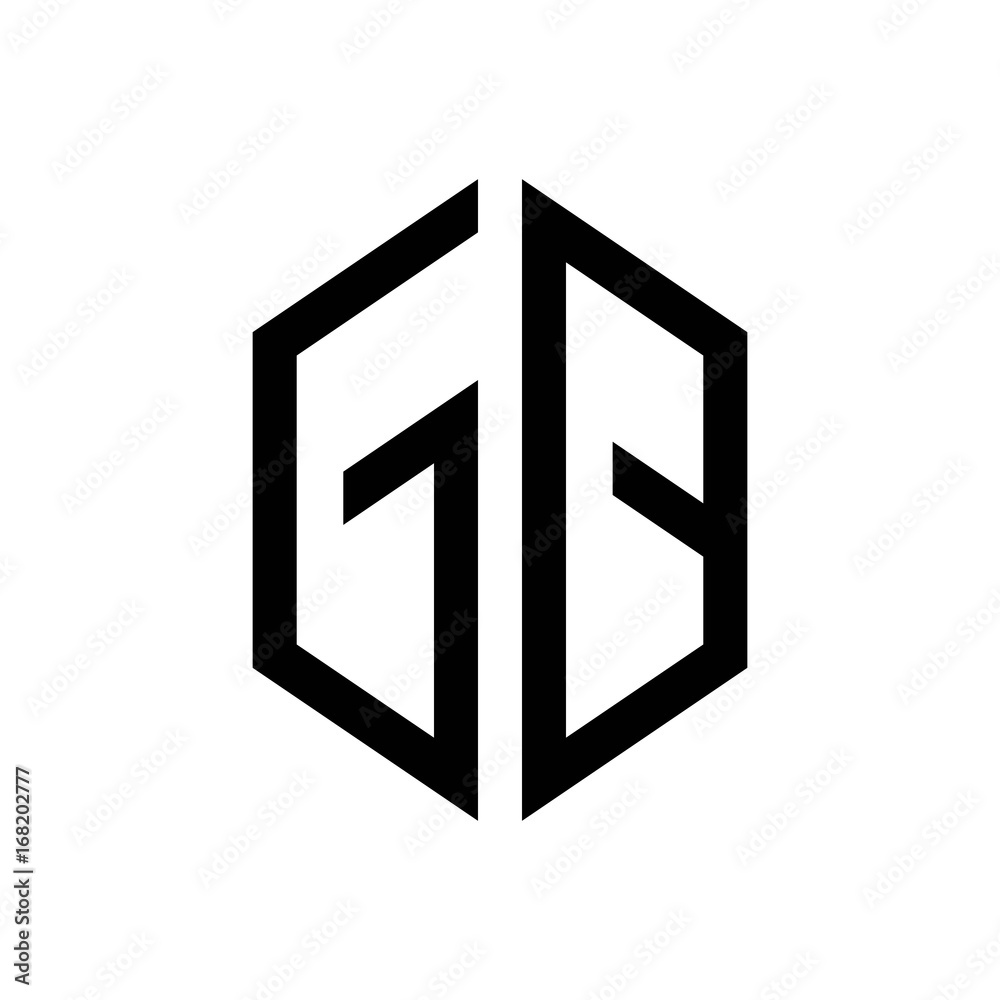 initial letters logo gq black monogram hexagon shape vector initial letters logo gq black monogram hexagon shape vector