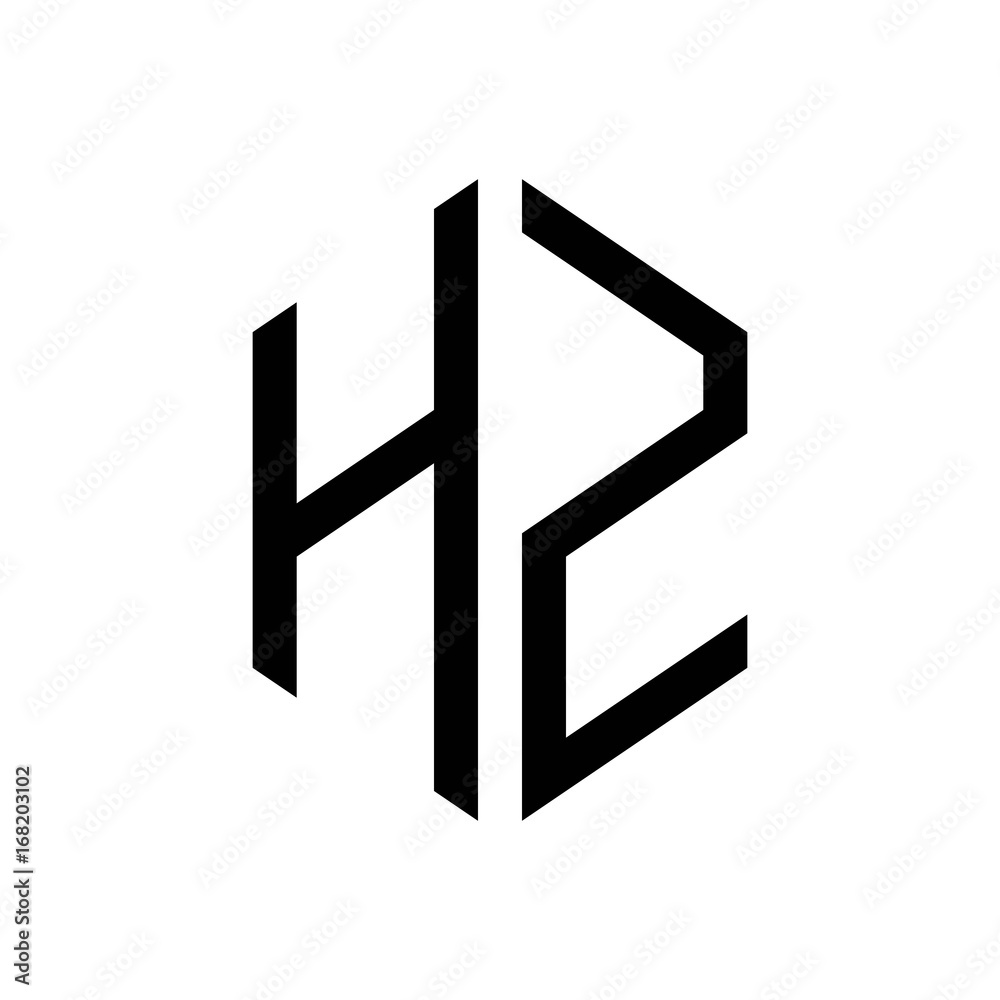 initial letters logo hz black monogram hexagon shape vector initial letters logo hz black monogram hexagon shape vector