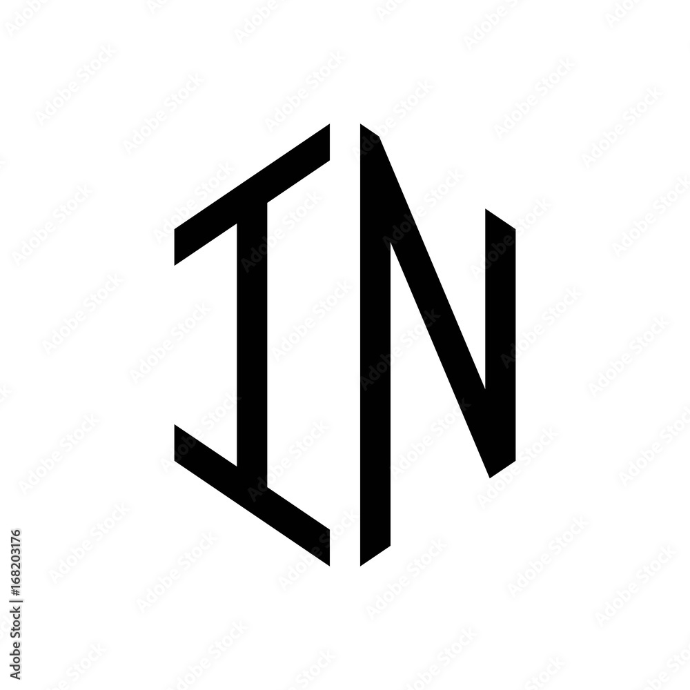 initial letters logo in black monogram hexagon shape vector
